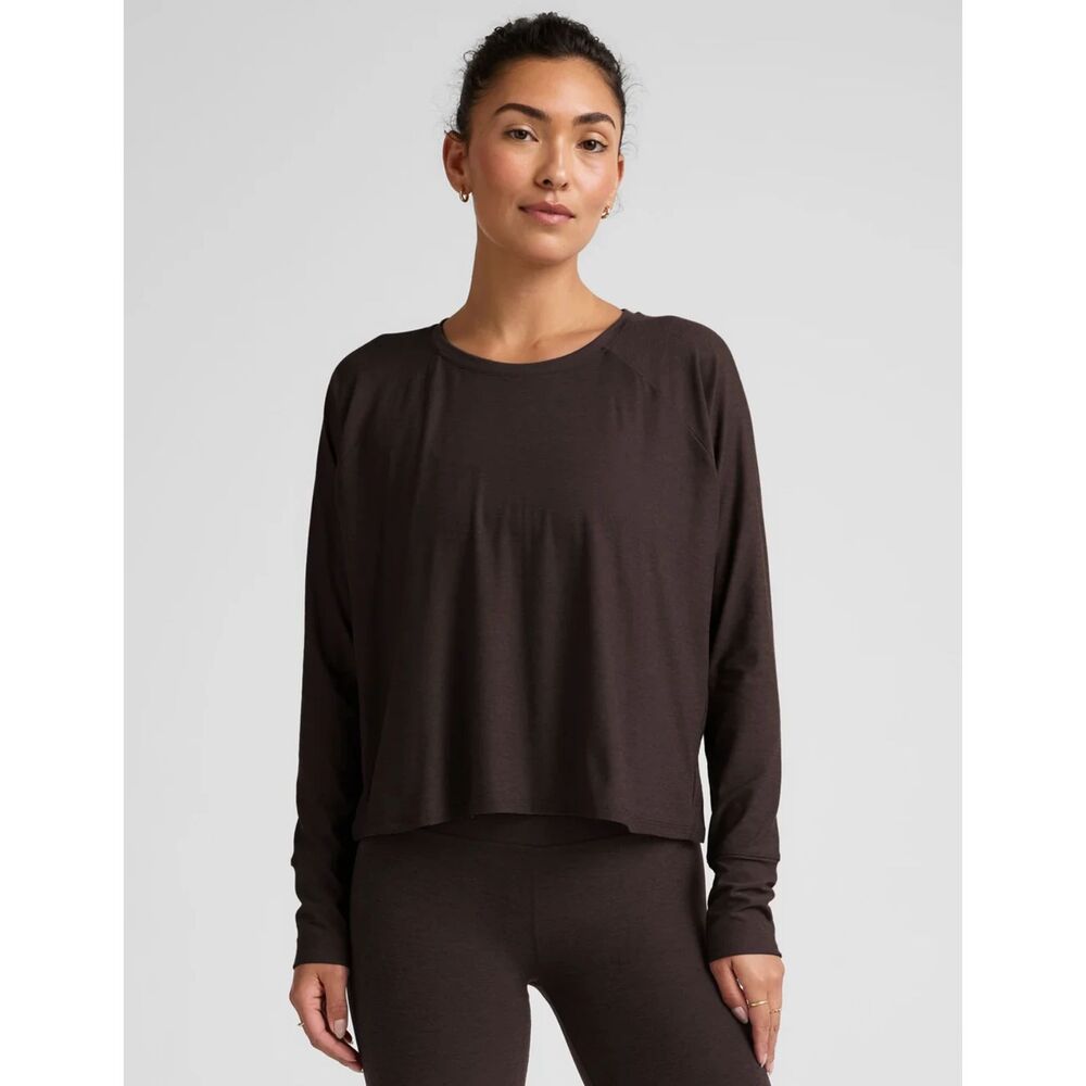 NWT Beyond Yoga Featherweight Daydreamer Pullover L Dark Brown